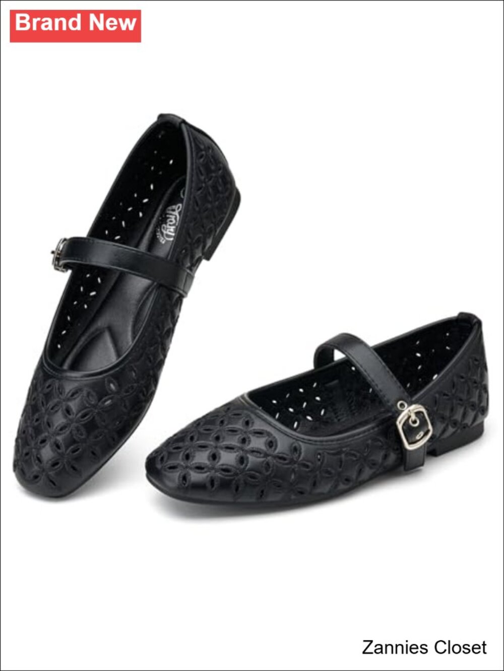✨ Trary Mary Jane Shoes Women Hollow Flats Ballet Round Toe Ankle Strap Dressy